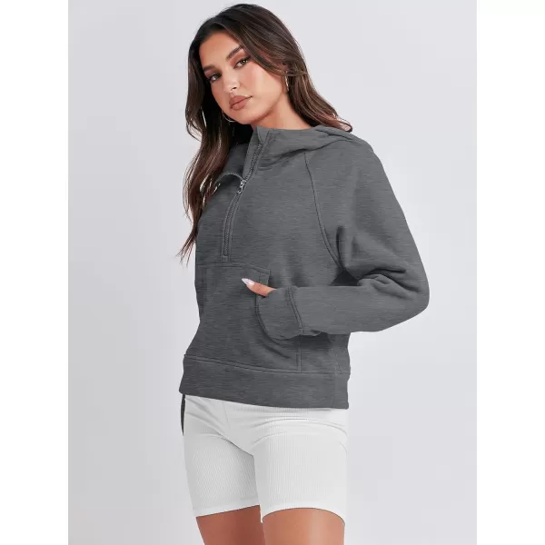 Caracilia Half Zip Sweatshirts Cropped Hoodies Fleece Quarter Zip Up Pullover Top Sweater Fall Outfits 2023 Winter Clothes