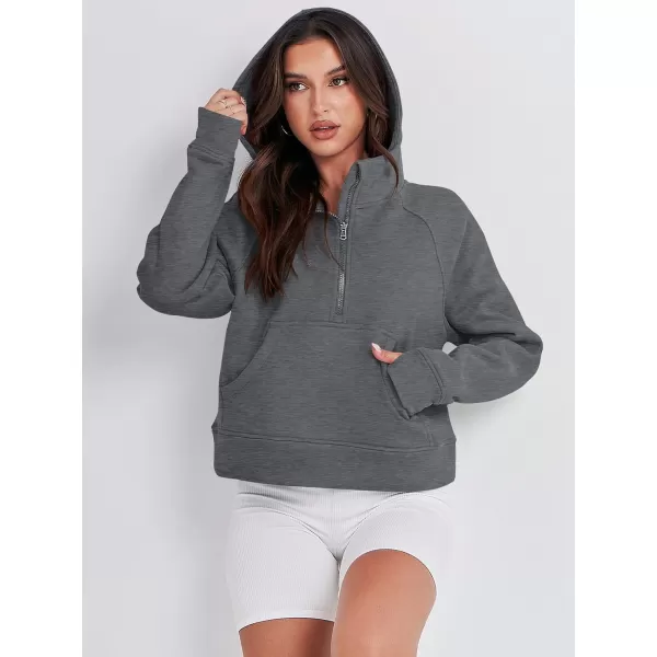 Caracilia Half Zip Sweatshirts Cropped Hoodies Fleece Quarter Zip Up Pullover Top Sweater Fall Outfits 2023 Winter Clothes