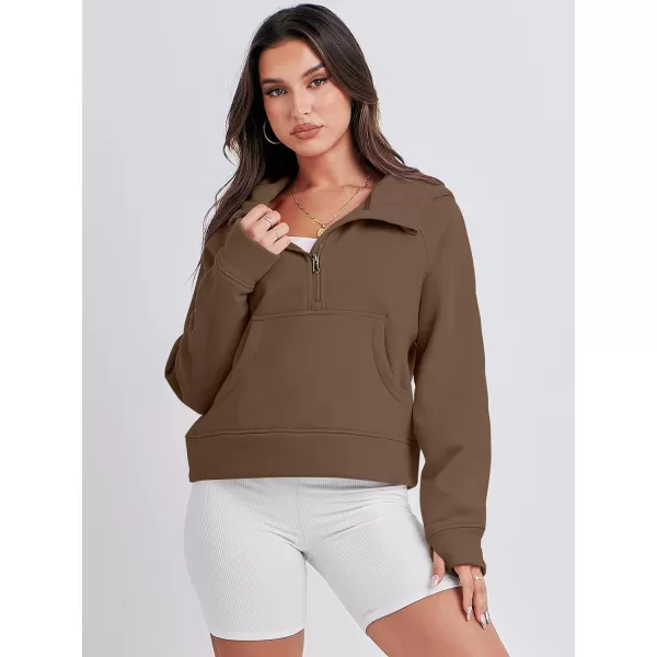 Caracilia Half Zip Sweatshirts Cropped Hoodies Fleece Quarter Zip Up Pullover Top Sweater Fall Outfits 2023 Winter Clothes