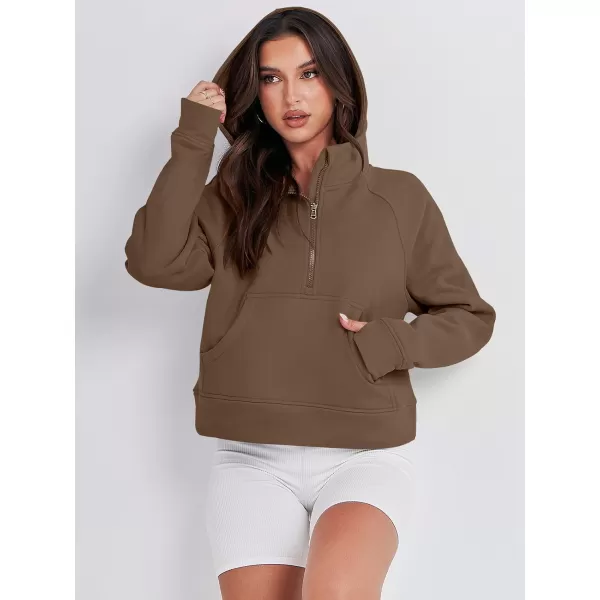 Caracilia Half Zip Sweatshirts Cropped Hoodies Fleece Quarter Zip Up Pullover Top Sweater Fall Outfits 2023 Winter Clothes