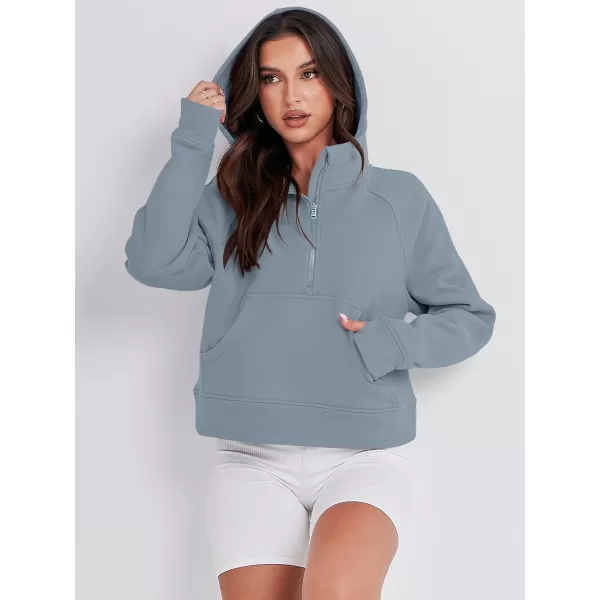 Caracilia Half Zip Sweatshirts Cropped Hoodies Fleece Quarter Zip Up Pullover Top Sweater Fall Outfits 2023 Winter Clothes
