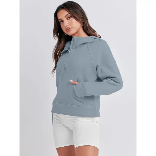 Caracilia Half Zip Sweatshirts Cropped Hoodies Fleece Quarter Zip Up Pullover Top Sweater Fall Outfits 2023 Winter Clothes