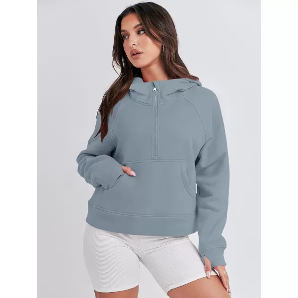 Caracilia Half Zip Sweatshirts Cropped Hoodies Fleece Quarter Zip Up Pullover Top Sweater Fall Outfits 2023 Winter Clothes
