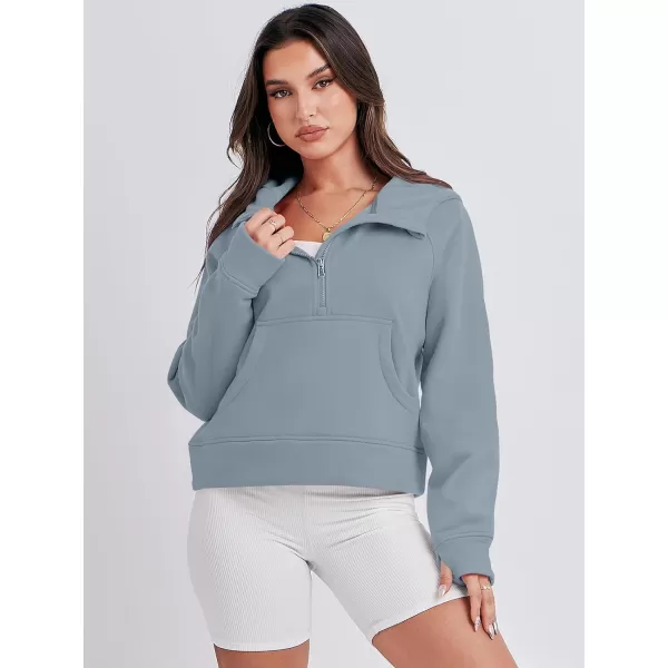 Caracilia Half Zip Sweatshirts Cropped Hoodies Fleece Quarter Zip Up Pullover Top Sweater Fall Outfits 2023 Winter Clothes