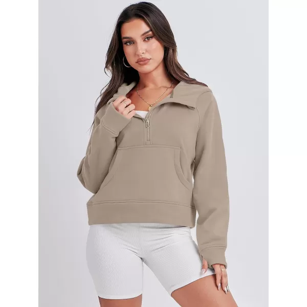 Caracilia Half Zip Sweatshirts Cropped Hoodies Fleece Quarter Zip Up Pullover Top Sweater Fall Outfits 2023 Winter Clothes