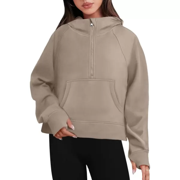 Caracilia Half Zip Sweatshirts Cropped Hoodies Fleece Quarter Zip Up Pullover Top Sweater Fall Outfits 2023 Winter Clothes