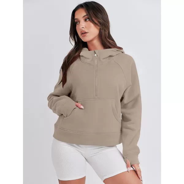 Caracilia Half Zip Sweatshirts Cropped Hoodies Fleece Quarter Zip Up Pullover Top Sweater Fall Outfits 2023 Winter Clothes