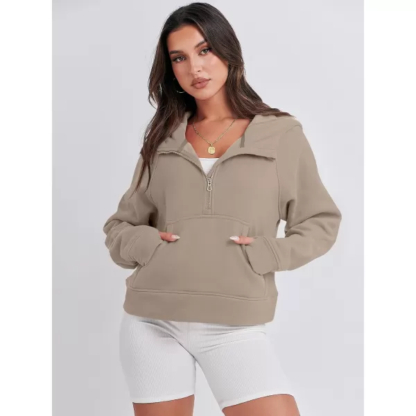Caracilia Half Zip Sweatshirts Cropped Hoodies Fleece Quarter Zip Up Pullover Top Sweater Fall Outfits 2023 Winter Clothes