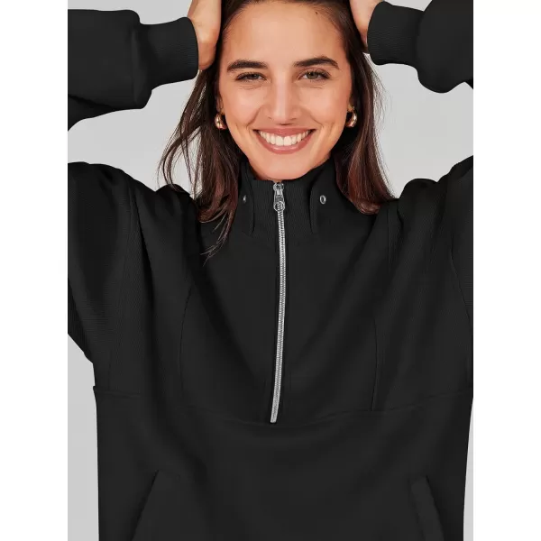 Caracilia Half Zip Sweatshirts Cropped Hoodies Fleece Quarter Zip Up Pullover Top Sweater Fall Outfits 2023 Winter Clothes