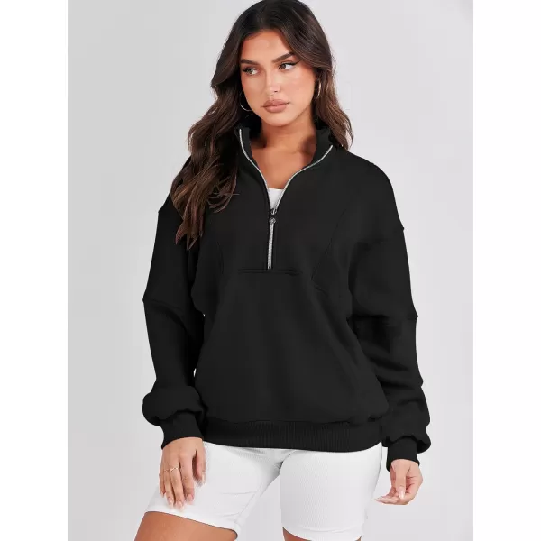Caracilia Half Zip Sweatshirts Cropped Hoodies Fleece Quarter Zip Up Pullover Top Sweater Fall Outfits 2023 Winter Clothes