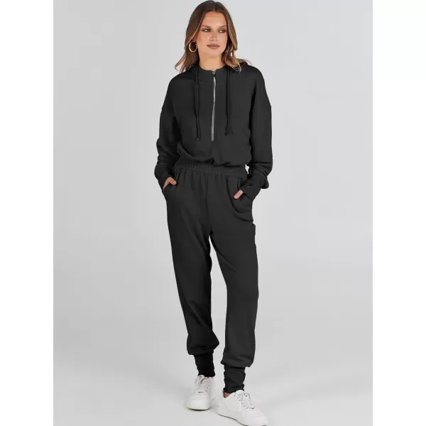 Caracilia Jumpsuits for Women Dressy Casual Rompers Onesies Trendy Outfits Long Sleeve Comfy Baggy Clothes