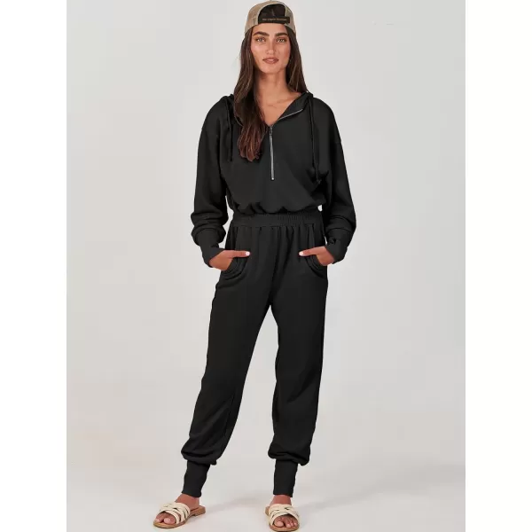 Caracilia Jumpsuits for Women Dressy Casual Rompers Onesies Trendy Outfits Long Sleeve Comfy Baggy Clothes