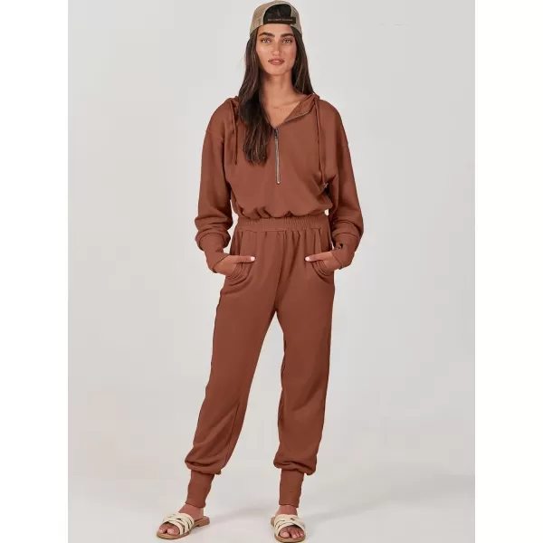 Caracilia Jumpsuits for Women Dressy Casual Rompers Onesies Trendy Outfits Long Sleeve Comfy Baggy Clothes