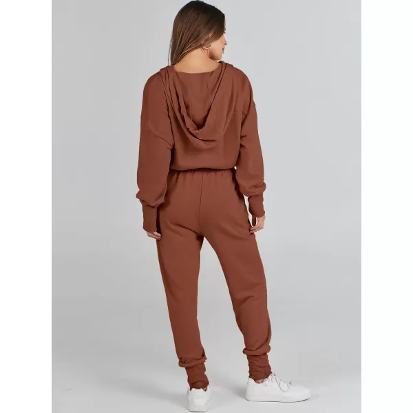 Caracilia Jumpsuits for Women Dressy Casual Rompers Onesies Trendy Outfits Long Sleeve Comfy Baggy Clothes