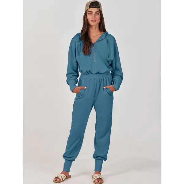 Caracilia Jumpsuits for Women Dressy Casual Rompers Onesies Trendy Outfits Long Sleeve Comfy Baggy Clothes