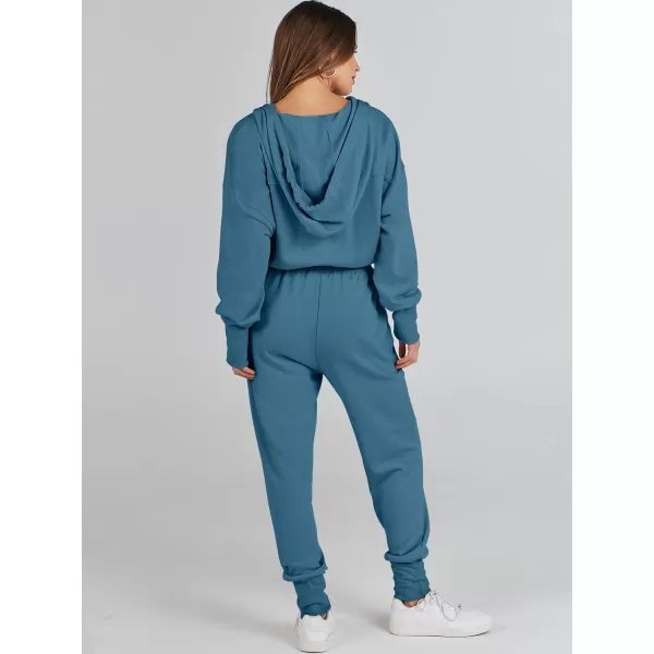 Caracilia Jumpsuits for Women Dressy Casual Rompers Onesies Trendy Outfits Long Sleeve Comfy Baggy Clothes