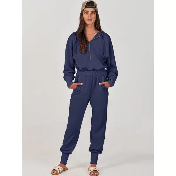 Caracilia Jumpsuits for Women Dressy Casual Rompers Onesies Trendy Outfits Long Sleeve Comfy Baggy Clothes