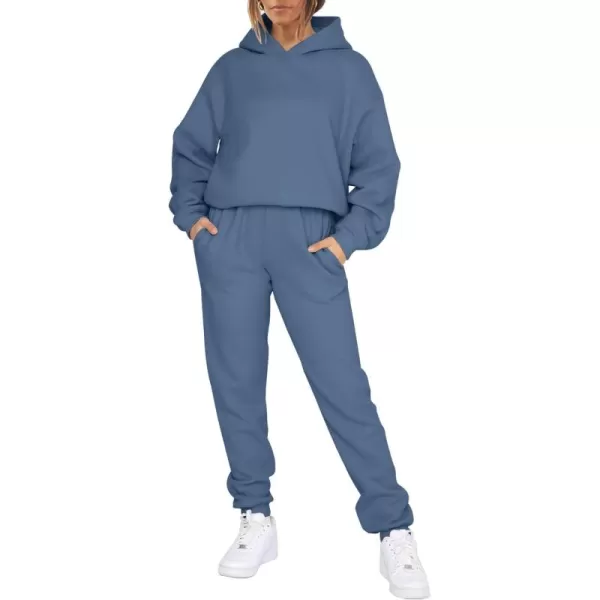 Caracilia Women 2 Piece Outfits Hoodie Sweatshirt Tracksuit Oversized Jogger Sweatpants Lounge Matching Sweatsuit Set