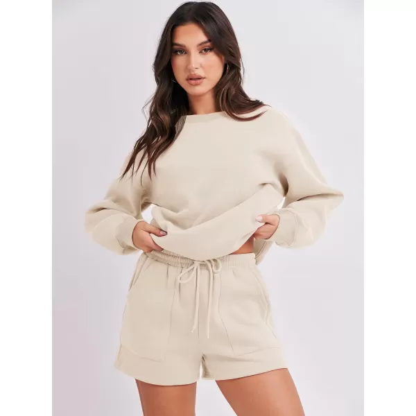 Caracilia Women 2 Piece Outfits Oversized Sweatshirt Shorts Lounge 2023 Fall Fashion Casual Tacksuit Matching Sets