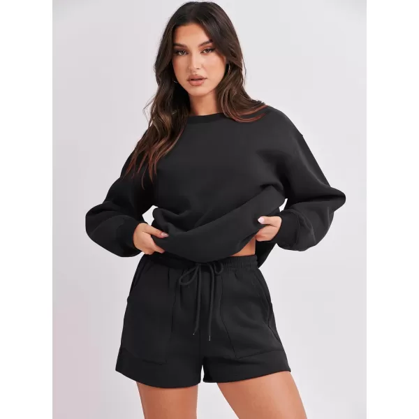 Caracilia Women 2 Piece Outfits Oversized Sweatshirt Shorts Lounge 2023 Fall Fashion Casual Tacksuit Matching Sets