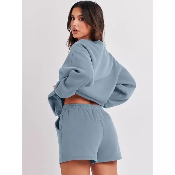 Caracilia Women 2 Piece Outfits Oversized Sweatshirt Shorts Lounge 2023 Fall Fashion Casual Tacksuit Matching Sets