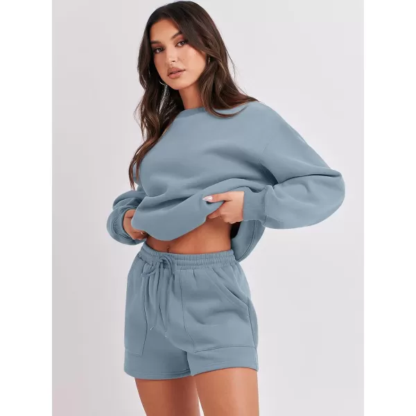 Caracilia Women 2 Piece Outfits Oversized Sweatshirt Shorts Lounge 2023 Fall Fashion Casual Tacksuit Matching Sets