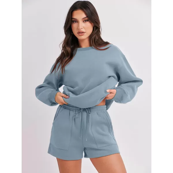 Caracilia Women 2 Piece Outfits Oversized Sweatshirt Shorts Lounge 2023 Fall Fashion Casual Tacksuit Matching Sets