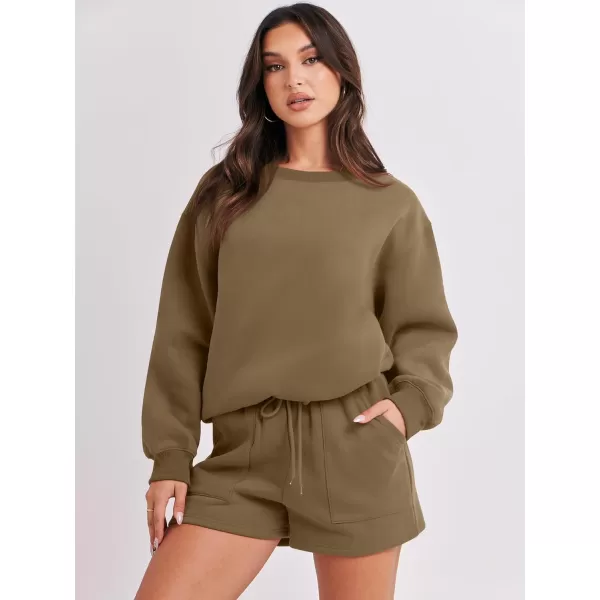 Caracilia Women 2 Piece Outfits Oversized Sweatshirt Shorts Lounge 2023 Fall Fashion Casual Tacksuit Matching Sets