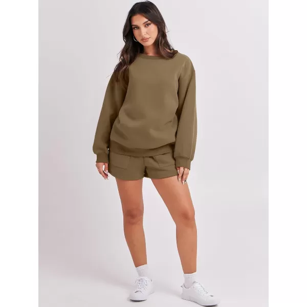 Caracilia Women 2 Piece Outfits Oversized Sweatshirt Shorts Lounge 2023 Fall Fashion Casual Tacksuit Matching Sets