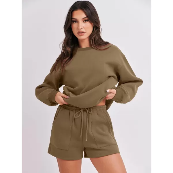Caracilia Women 2 Piece Outfits Oversized Sweatshirt Shorts Lounge 2023 Fall Fashion Casual Tacksuit Matching Sets