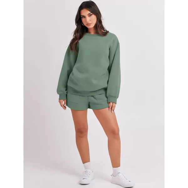 Caracilia Women 2 Piece Outfits Oversized Sweatshirt Shorts Lounge 2023 Fall Fashion Casual Tacksuit Matching Sets