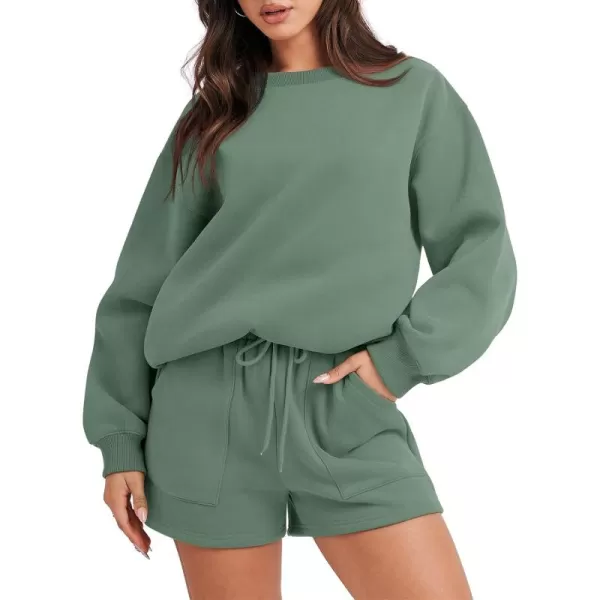 Caracilia Women 2 Piece Outfits Oversized Sweatshirt Shorts Lounge 2023 Fall Fashion Casual Tacksuit Matching Sets