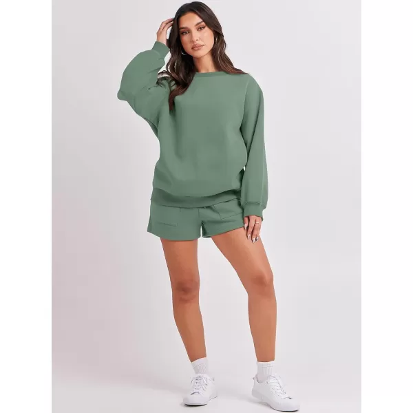 Caracilia Women 2 Piece Outfits Oversized Sweatshirt Shorts Lounge 2023 Fall Fashion Casual Tacksuit Matching Sets