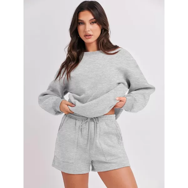 Caracilia Women 2 Piece Outfits Oversized Sweatshirt Shorts Lounge 2023 Fall Fashion Casual Tacksuit Matching Sets