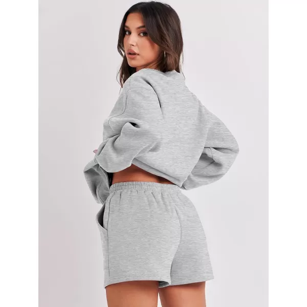 Caracilia Women 2 Piece Outfits Oversized Sweatshirt Shorts Lounge 2023 Fall Fashion Casual Tacksuit Matching Sets