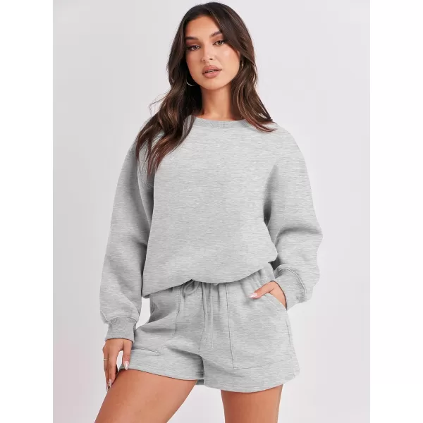 Caracilia Women 2 Piece Outfits Oversized Sweatshirt Shorts Lounge 2023 Fall Fashion Casual Tacksuit Matching Sets