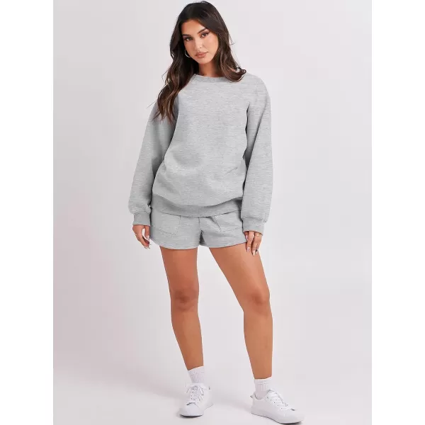 Caracilia Women 2 Piece Outfits Oversized Sweatshirt Shorts Lounge 2023 Fall Fashion Casual Tacksuit Matching Sets