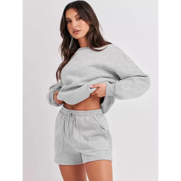 Caracilia Women 2 Piece Outfits Oversized Sweatshirt Shorts Lounge 2023 Fall Fashion Casual Tacksuit Matching Sets