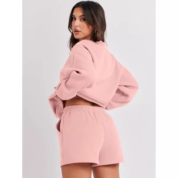 Caracilia Women 2 Piece Outfits Oversized Sweatshirt Shorts Lounge 2023 Fall Fashion Casual Tacksuit Matching Sets