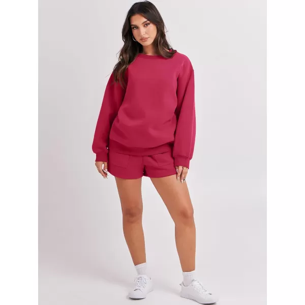 Caracilia Women 2 Piece Outfits Oversized Sweatshirt Shorts Lounge 2023 Fall Fashion Casual Tacksuit Matching Sets