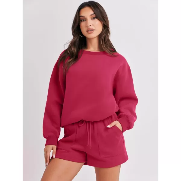 Caracilia Women 2 Piece Outfits Oversized Sweatshirt Shorts Lounge 2023 Fall Fashion Casual Tacksuit Matching Sets