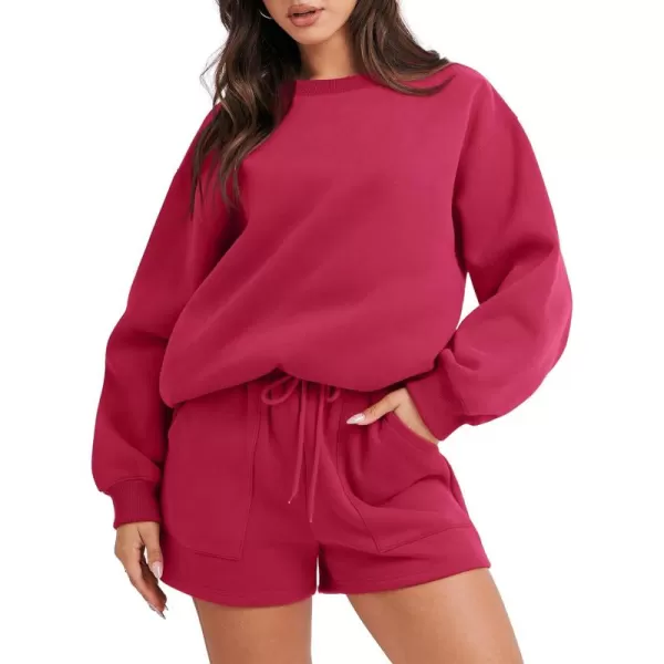 Caracilia Women 2 Piece Outfits Oversized Sweatshirt Shorts Lounge 2023 Fall Fashion Casual Tacksuit Matching Sets