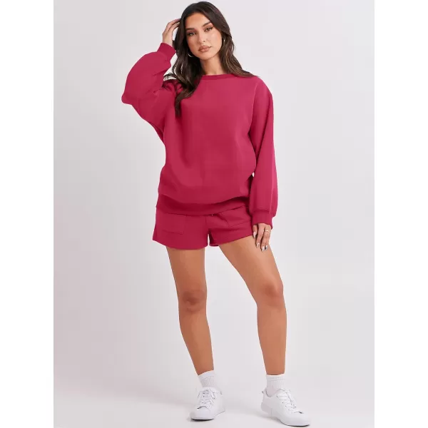 Caracilia Women 2 Piece Outfits Oversized Sweatshirt Shorts Lounge 2023 Fall Fashion Casual Tacksuit Matching Sets