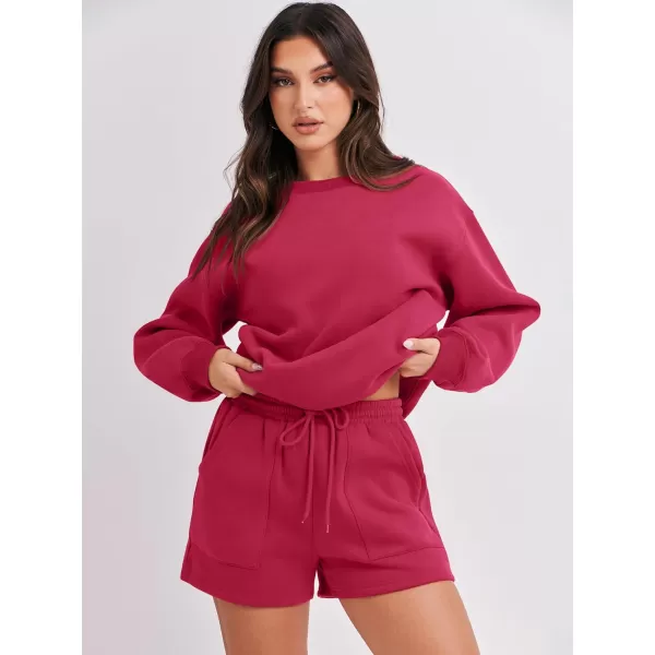 Caracilia Women 2 Piece Outfits Oversized Sweatshirt Shorts Lounge 2023 Fall Fashion Casual Tacksuit Matching Sets
