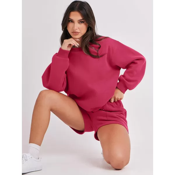 Caracilia Women 2 Piece Outfits Oversized Sweatshirt Shorts Lounge 2023 Fall Fashion Casual Tacksuit Matching Sets