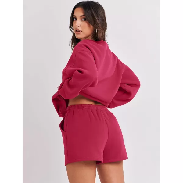Caracilia Women 2 Piece Outfits Oversized Sweatshirt Shorts Lounge 2023 Fall Fashion Casual Tacksuit Matching Sets