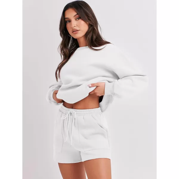 Caracilia Women 2 Piece Outfits Oversized Sweatshirt Shorts Lounge 2023 Fall Fashion Casual Tacksuit Matching Sets