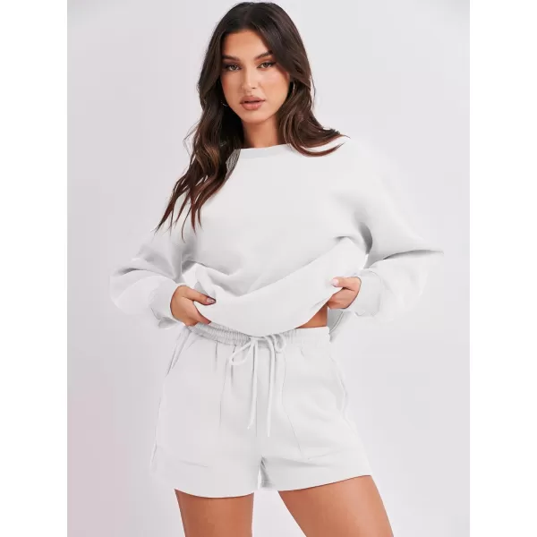 Caracilia Women 2 Piece Outfits Oversized Sweatshirt Shorts Lounge 2023 Fall Fashion Casual Tacksuit Matching Sets