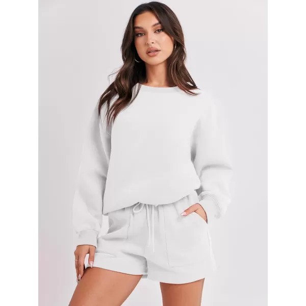 Caracilia Women 2 Piece Outfits Oversized Sweatshirt Shorts Lounge 2023 Fall Fashion Casual Tacksuit Matching Sets