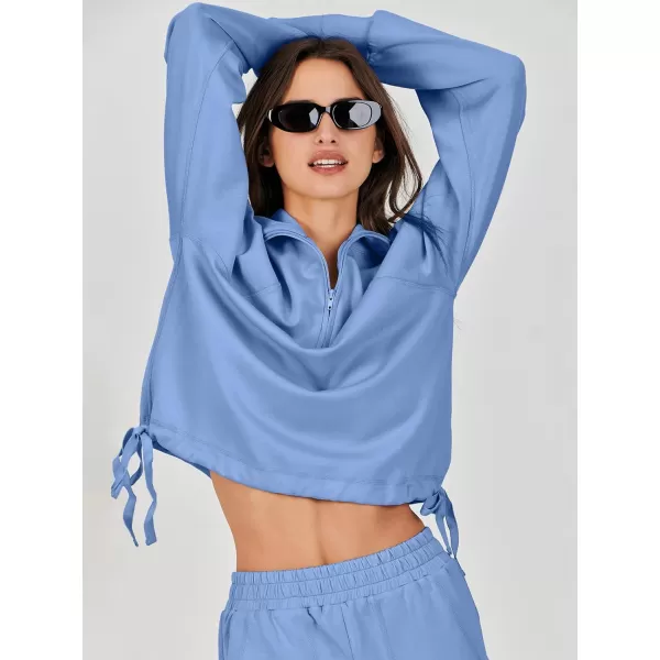 Caracilia Women 2 Piece Outfits Sweatsuit Set 2023 Fall Half Zip Sweatshirt with Sweatpant Lounge Set Tracksuit